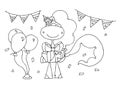 Coloring book for kids - unicorn. Black and white cute cartoon unicorns. Royalty Free Stock Photo